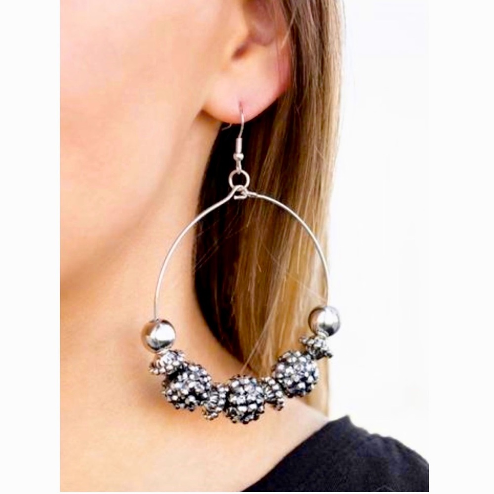 NEW with Tags. Gunmetal Hoop Earrings.